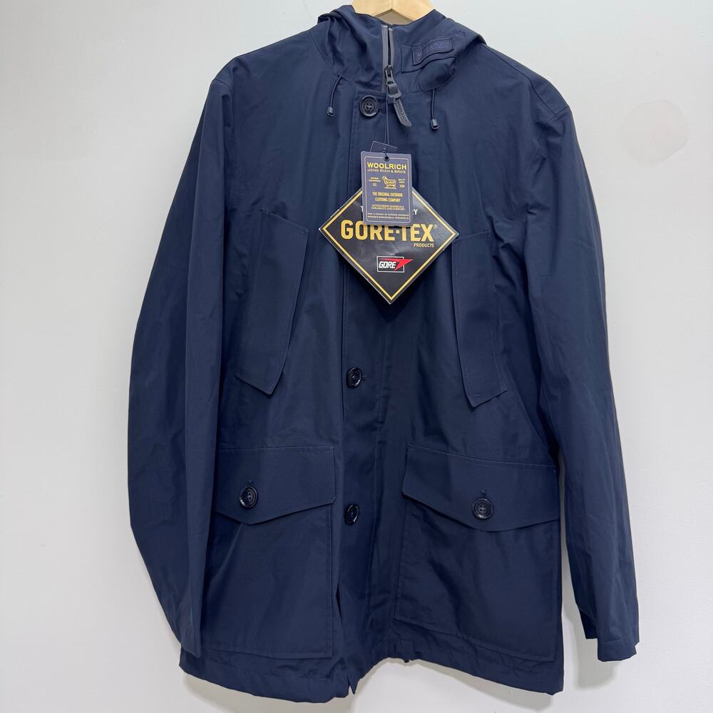 NWT Woolrich Gore-Tex Lightweight Summer Parka Jacket Mens M Navy Outdoor Active